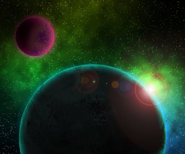 Două planete Cosmic Background — Fotografie, imagine de stoc
