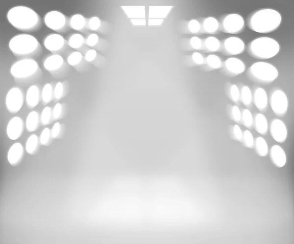 Holofotes branco quarto fundo — Fotografia de Stock