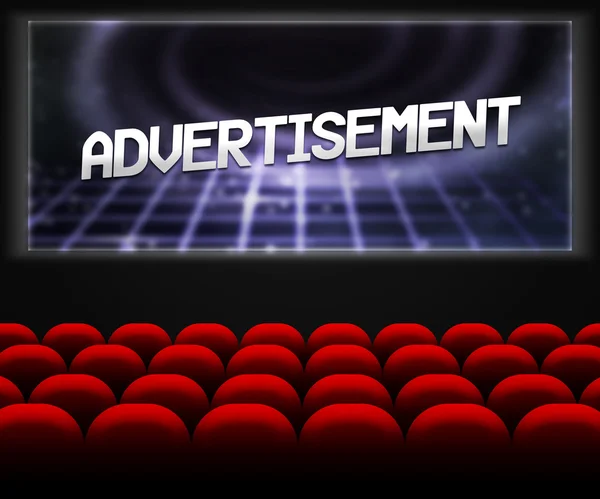Advertentie in cinema achtergrond — Stockfoto