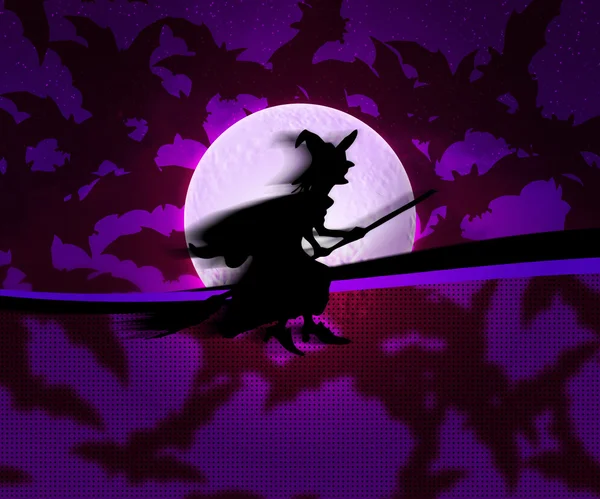 紫女巫万圣节背景 — 图库照片