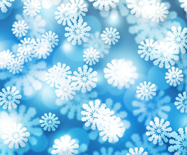 Sníh modré zimní bokeh pozadí — Stock fotografie