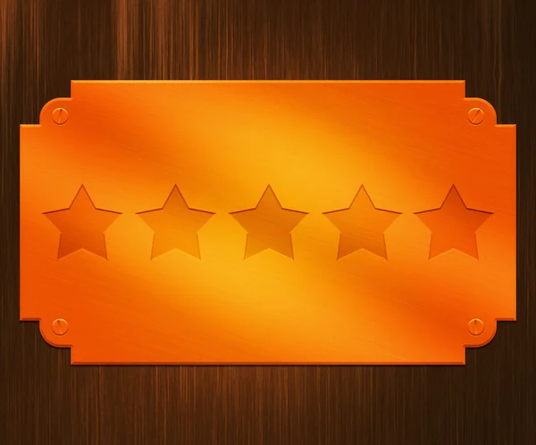 Five Stars on Gold Plate Background — Stock Photo, Image