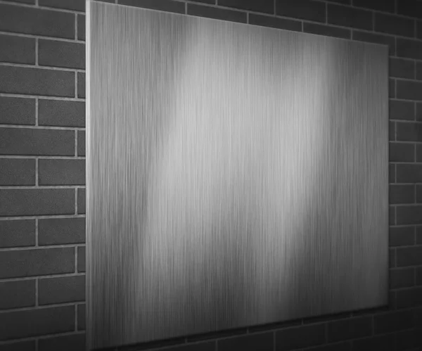 Piastra metallica sulla parete di mattoni — Foto Stock