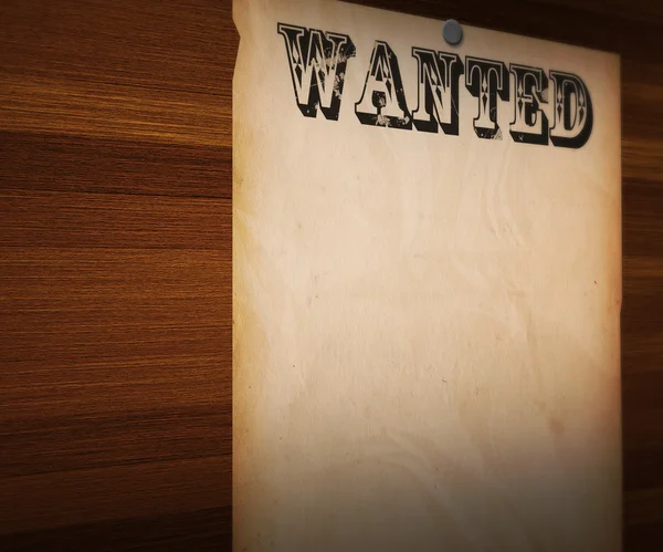 Плакат Blank Wanted на стене Вудена — стоковое фото