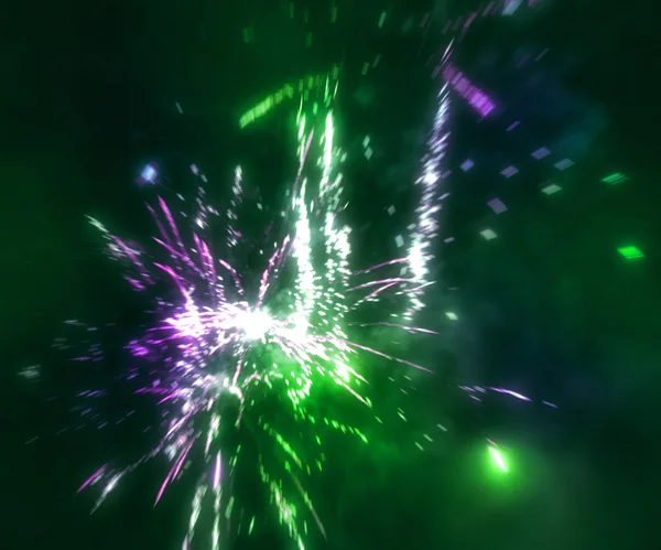 Green Fireworks Abstract Background — Stock Photo, Image