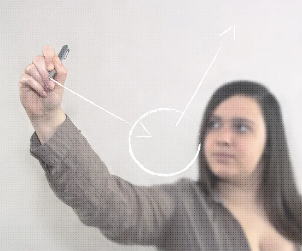 Businesswoman Draws Diagram — Stock Photo, Image