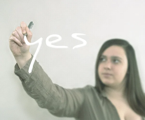 Businesswoman Writing yes — Stock Photo, Image