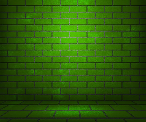 緑のれんが造りの舞台背景 — ストック写真