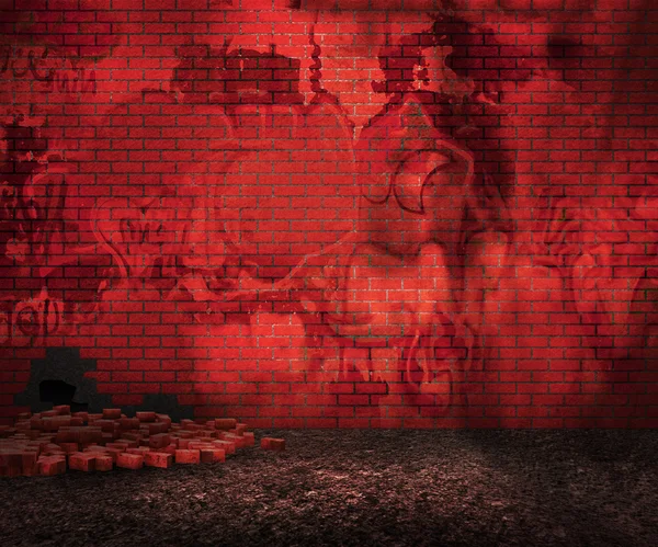 붉은 벽돌 뒤뜰 배경 — 스톡 사진