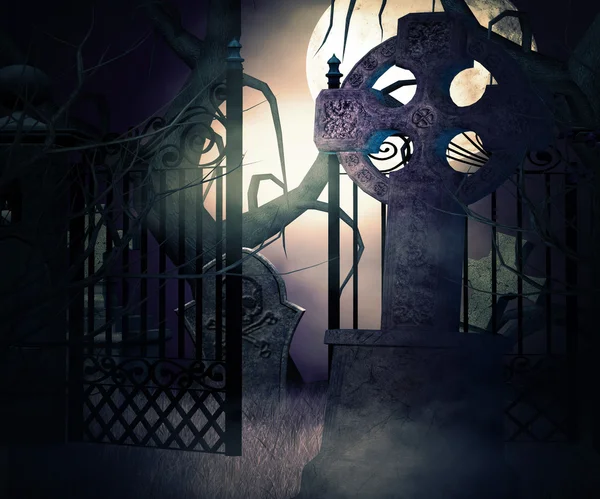 Dark Graveyard Gate Background — Stock Photo, Image