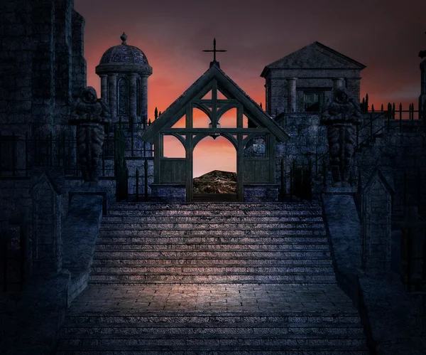 Stone Stairs Dark Gothic Background — Stock Photo, Image