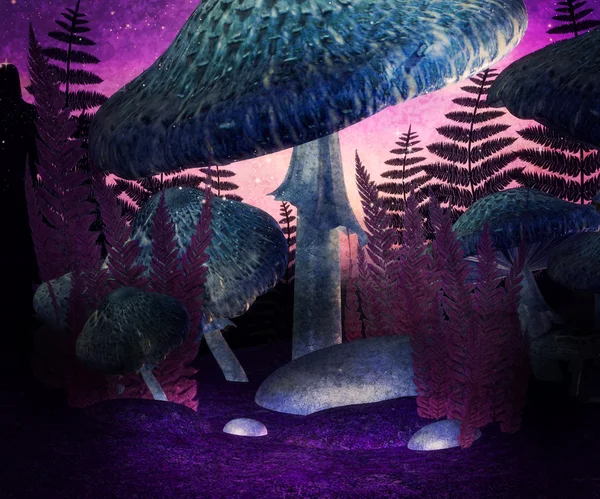 Mushrooms Magic Wonderland Fondo — Foto de Stock