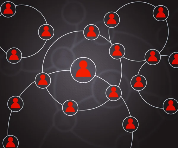 Immagine di sfondo della rete dei cerchi sociali rossi — Foto Stock