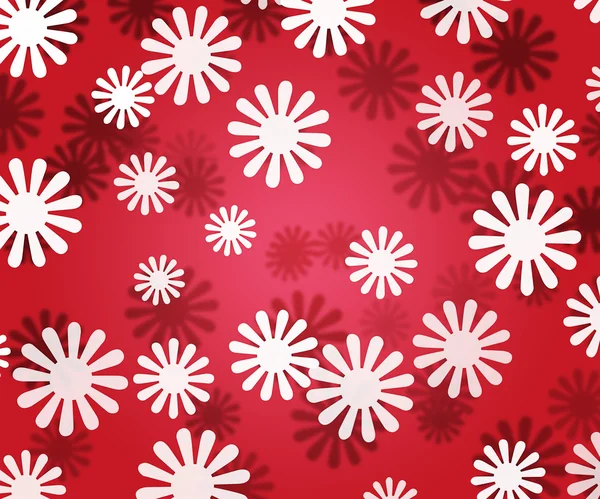 Fehér virágok egyszerű piros textúra — Stock Fotó