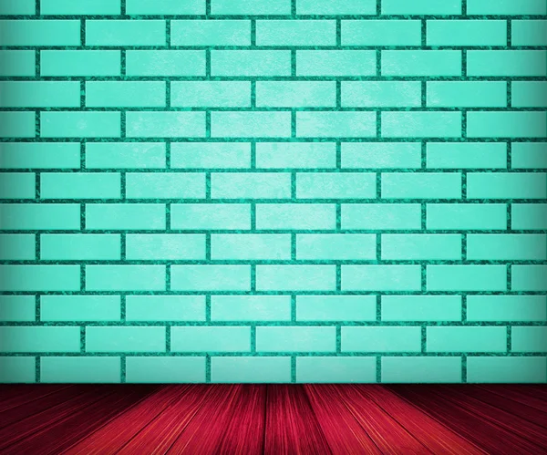 Teal Brick Room Backdrop — Stock Photo, Image