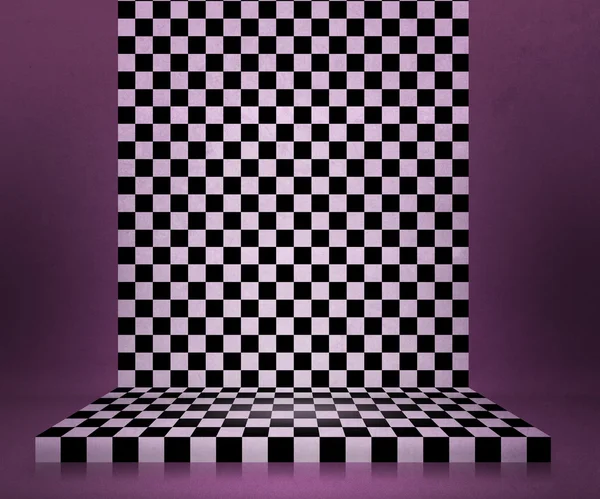 Chessboard Stage Violet Room Background — Stock Photo, Image