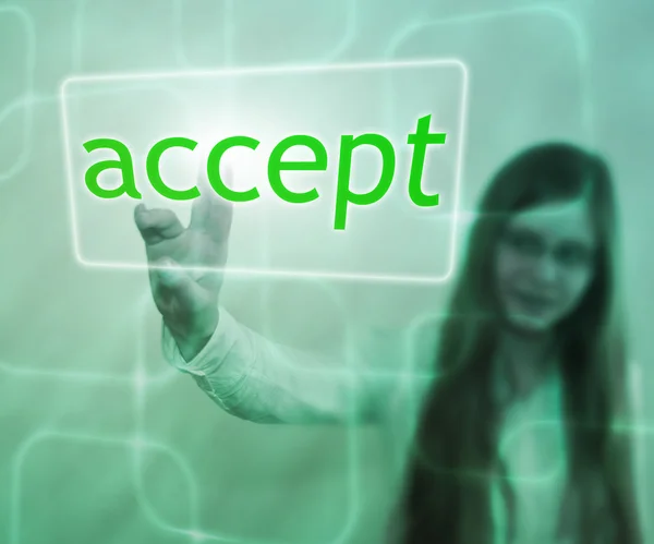 Accept Button on Touch Screen — Stock Photo, Image