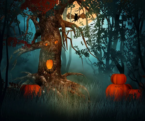 Strašidelný Les halloween — Stock fotografie