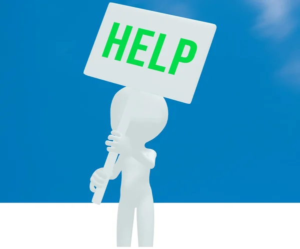 Help on the sign little man — Stock Photo, Image