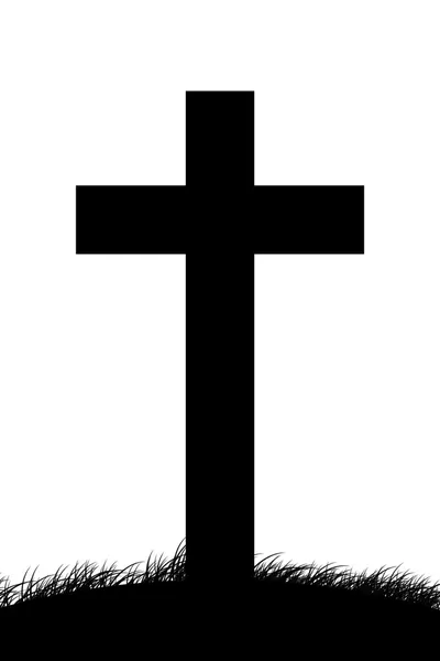 Croce cristiana nera su bianco — Foto Stock