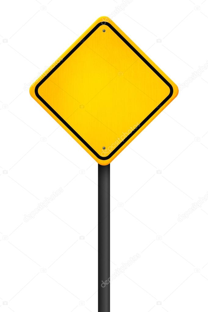 Yellow Traffic Sign on White Background