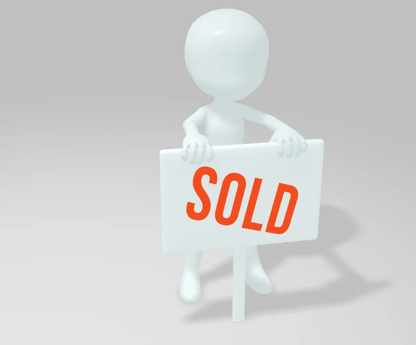 Manikin with sold sign — Stock Photo, Image