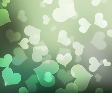 Kalpler yeşil bokeh zemin