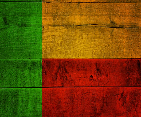 Benin vlag op hout — Stockfoto