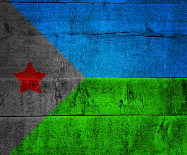 Djibouti vlag op hout — Stockfoto