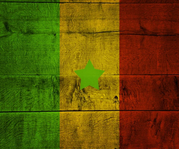 Bandiera del Senegal su legno — Foto Stock