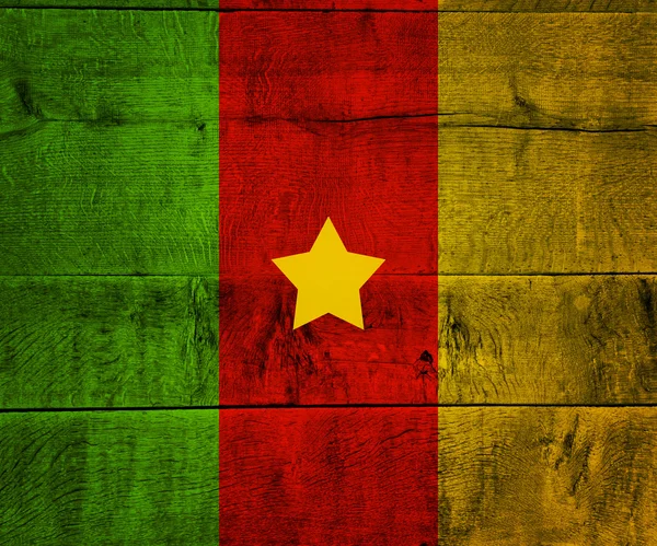 Kameruns flagga på trä — Stockfoto
