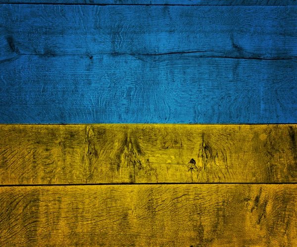 Flaga Ukrainy na drewno — Zdjęcie stockowe