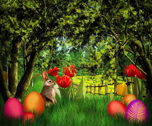Easter Premade Graden Backdrop — Stock Photo, Image