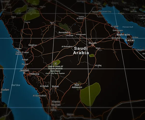 Arabia Saudyjska na mapie miasta — Zdjęcie stockowe