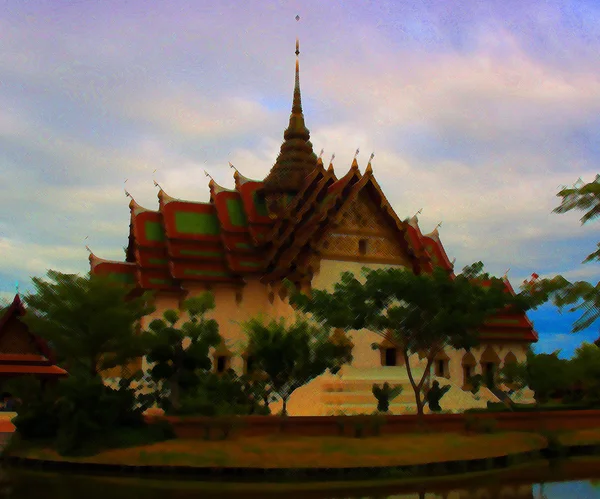 Thailändska buddhistiska templet bild — Stockfoto