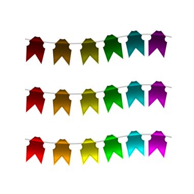 neşeli, renkli, küçük bayraklar. renkli Etiketler