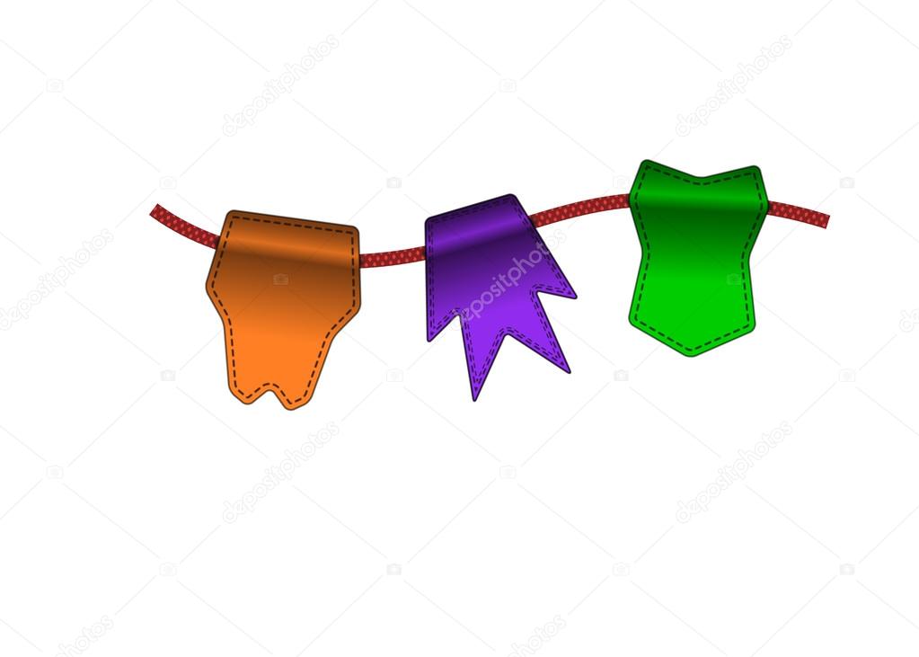 Festive Colorful small flags. Colorful tags