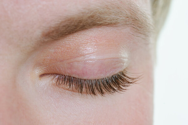 Macro picture of a man closed eye