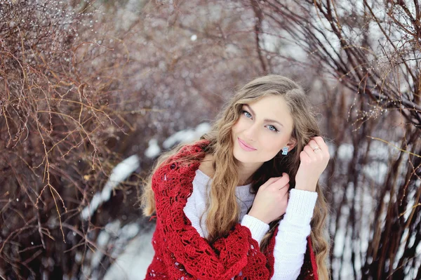 Menina sorridente feliz no inverno — Fotografia de Stock