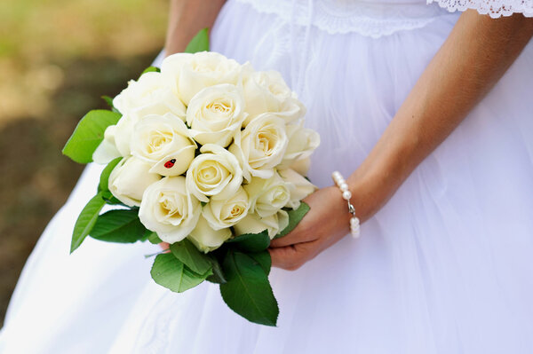 Wedding bouquet of white roses
