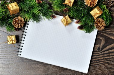 Noel sınır tasarlamak ahşap arka plan üzerinde