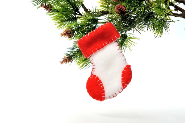 Weihnachtsspielzeug aus Filzstiefeln handgefertigt Weihnachtsmann — Stockfoto