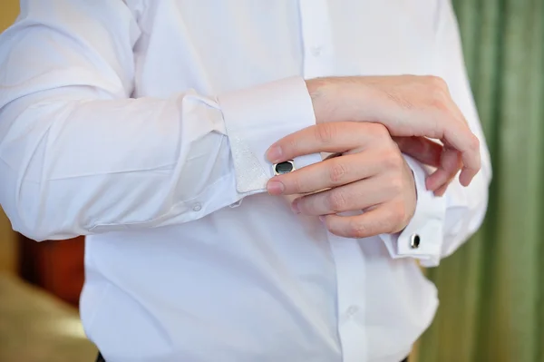 Men wear a shirt and cufflinks — Stock Photo, Image