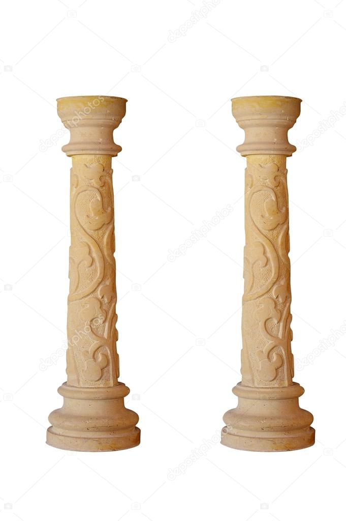 beautiful marble column on a white background. Isolated