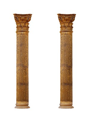 beyaz zemin üzerine iki iyonik sütun