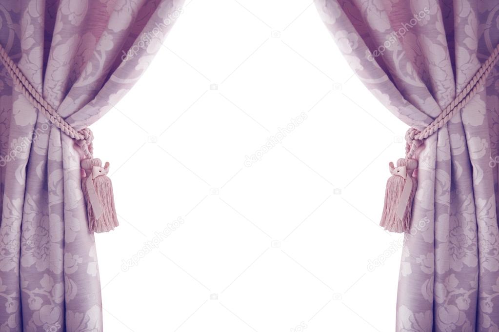 Curtains isolated on white background, purple