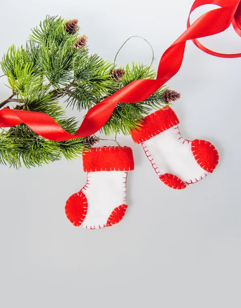 Artigianato natalizio, Babbo Natale stivali pile, fatto a mano — Foto Stock