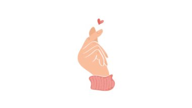Mini Love Heart el işareti, sevgililer günü için aşk sembolü duruşu. Beyaz arkaplanda tam HD video canlandırması