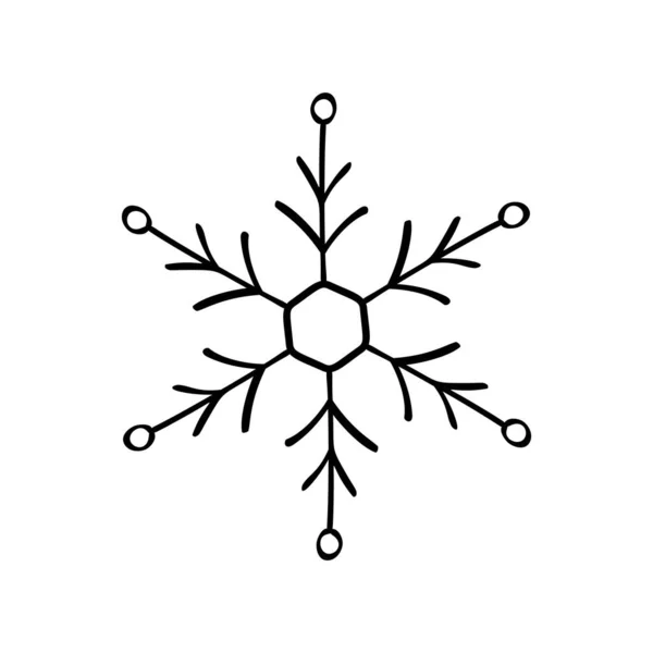 Snowflake Christmas calligraphic hand drawn vector icon in trendy flat style isolated on white background. Xmas snow icon illustration — Stock Vector