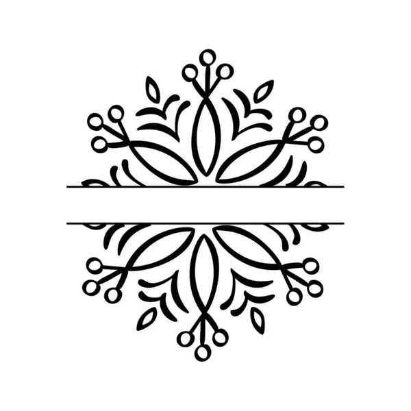 Vector Hand drawn split Christmas vintage scandinavian snowflake. Xmas decorative design element in retro style, isolated winter illustration — Stock Vector